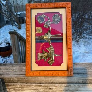 3D Nazca Tribal Wall Art Estimated 14” Lgth X 8.75” W As Is Mostly Brass Animals